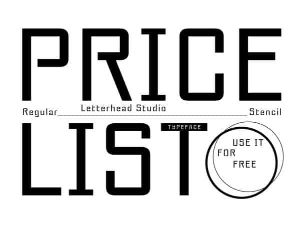 Pricelist шрифт скачать бесплатно