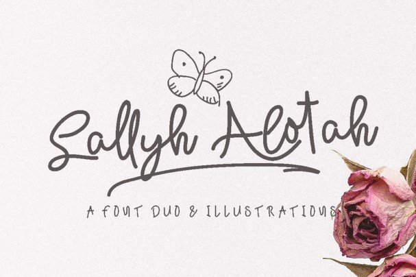 Sallyh Alotah & Illustrations шрифт скачать бесплатно