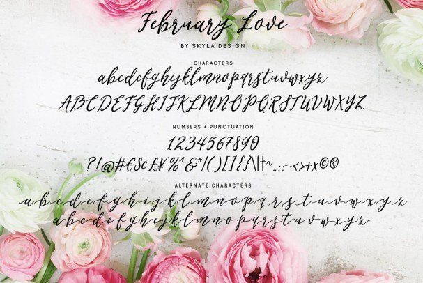 Flirty feminine  , February Love шрифт скачать бесплатно