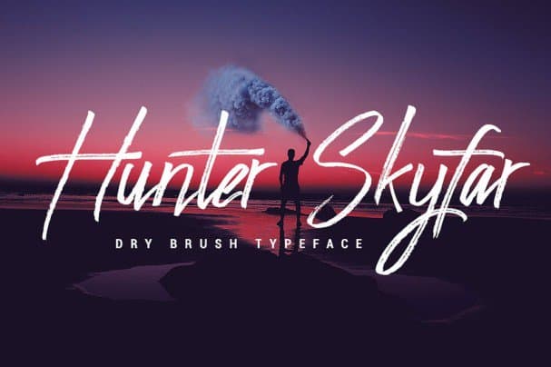 Hunter Skyfar - Dry Brush Script шрифт скачать бесплатно
