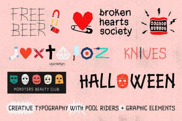 Pool Riders Typeface + Graphic Elements шрифт скачать бесплатно