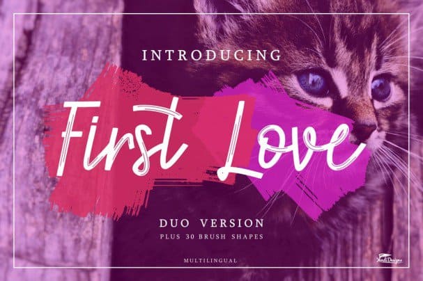 First Love + 30 Brush Shape шрифт скачать бесплатно