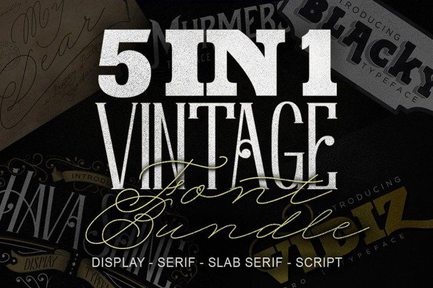 5 in 1 Vintage   Bundle шрифт скачать бесплатно